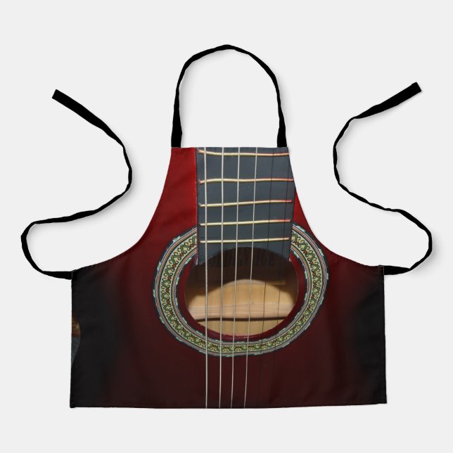 Brown Classical Guitar, Kids Full Print Apron (Front)