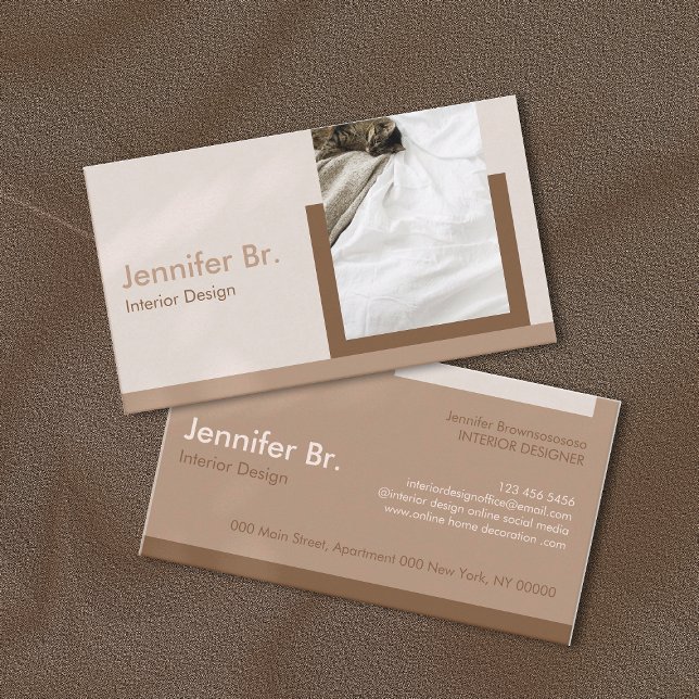 Brown Clay Monogram Abstract Modern Geometric Business Card (Creator Uploaded)
