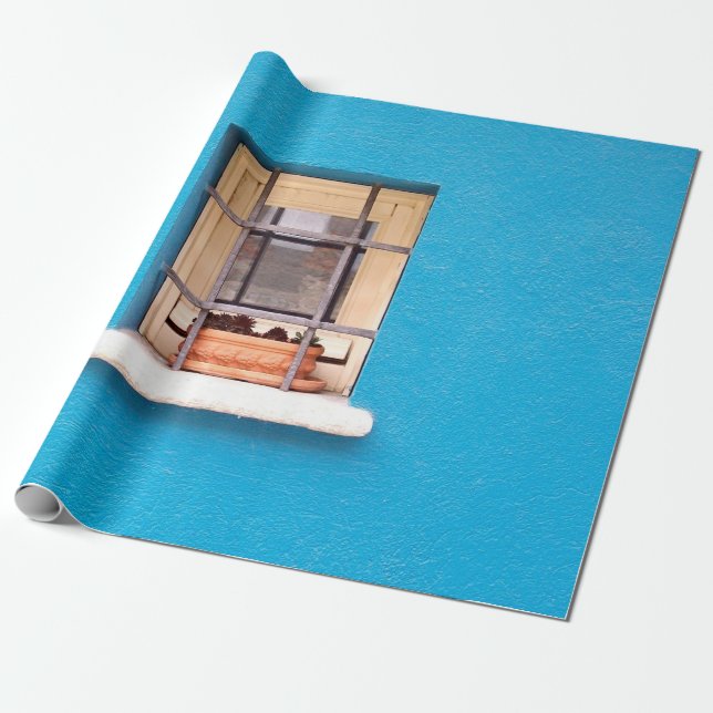 BROWN CLAY POT ON WINDOW WRAPPING PAPER (Unrolled)