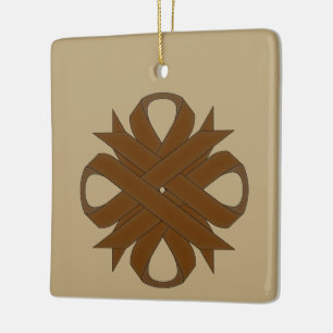 Brown Clover Ribbon by Kenneth Yoncich Ceramic Tree Decoration