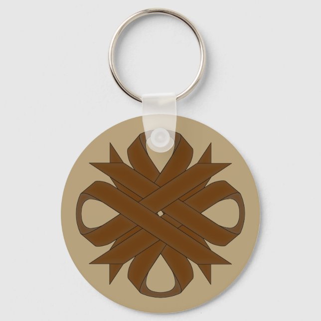 Brown Clover Ribbon by Kenneth Yoncich Key Ring (Front)