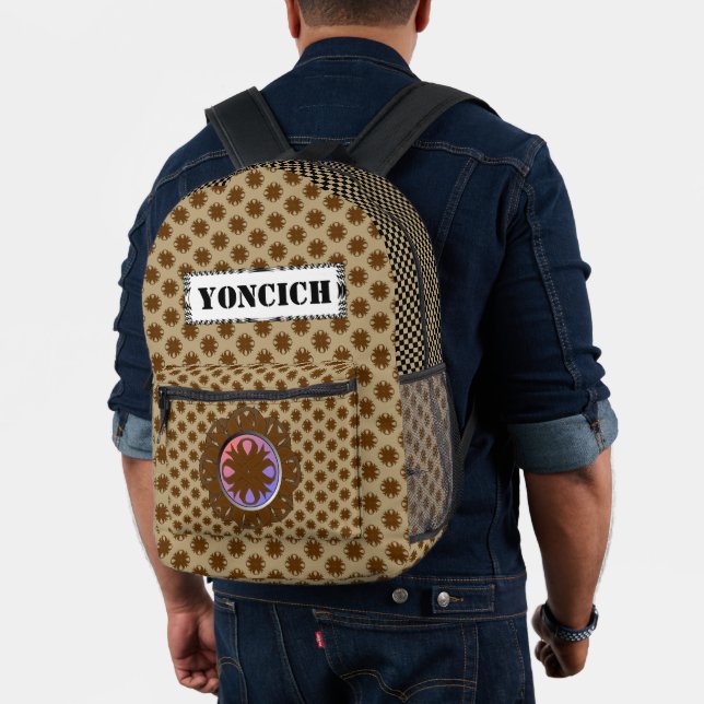 Brown Clover Ribbon by Kenneth Yoncich Printed Backpack (Insitu (Model))