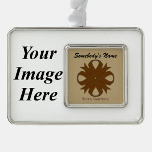 Brown Clover Ribbon Tmpl (H-I) by Kenneth Yoncich Silver Plated Framed Ornament