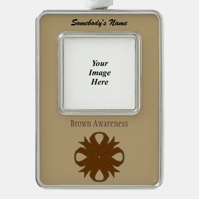 Brown Clover Ribbon Tmpl (V-O) by Kenneth Yoncich Silver Plated Framed Ornament (Front)