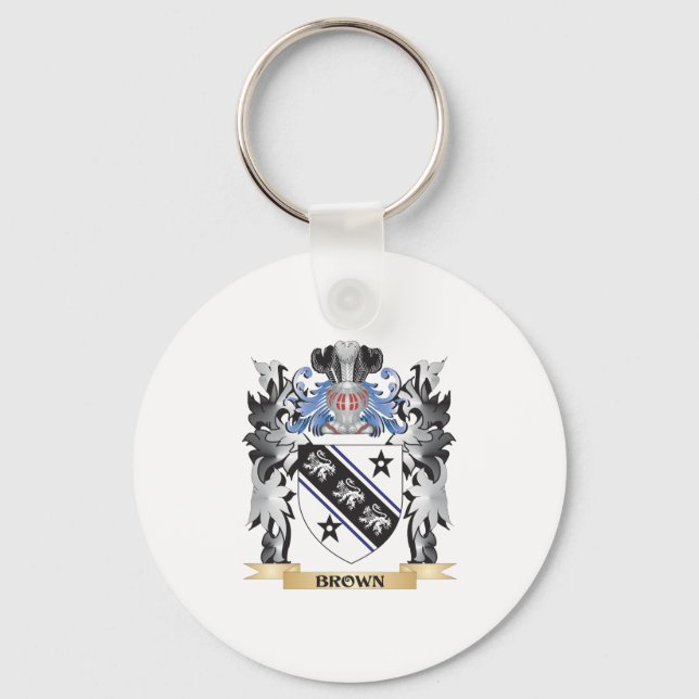 Brown Coat of Arms - Family Crest Key Ring (Front)