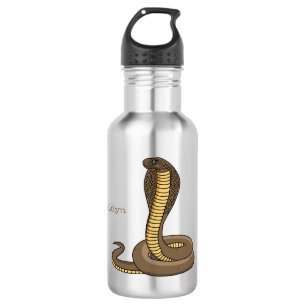 Brown cobra snake illustration 532 ml water bottle