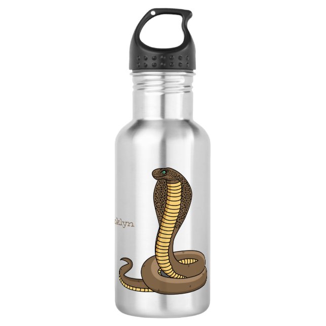 Brown cobra snake illustration  532 ml water bottle (Front)