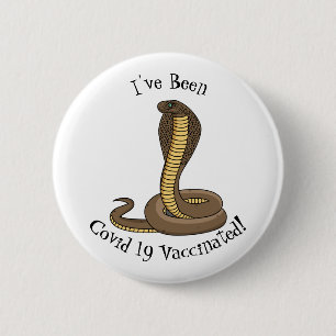 Brown cobra snake illustration  6 cm round badge