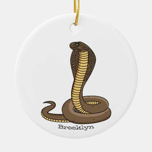 Brown cobra snake illustration ceramic tree decoration (Front)