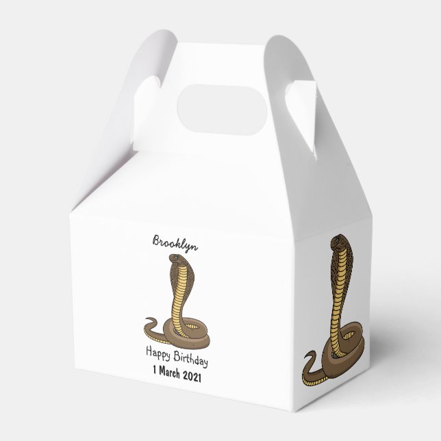 Brown cobra snake illustration favour box (Front Side)