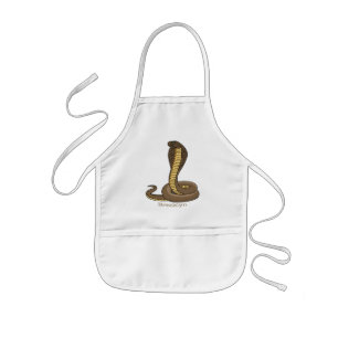 Brown cobra snake illustration kids apron