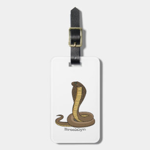 Brown cobra snake illustration luggage tag
