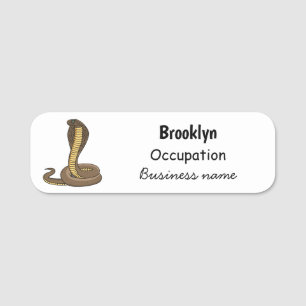 Brown cobra snake illustration  name tag