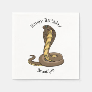 Brown cobra snake illustration napkin