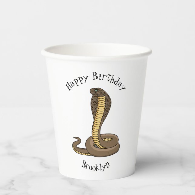 Brown cobra snake illustration  paper cups (Front)