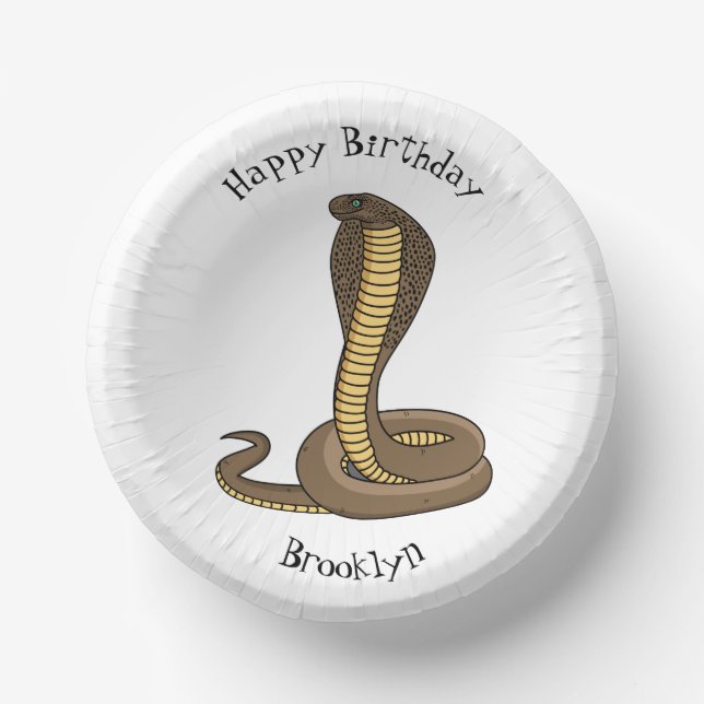 Brown cobra snake illustration   paper plate (Front)