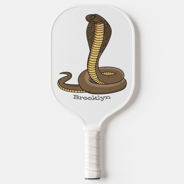 Brown cobra snake illustration  pickleball paddle (Front)