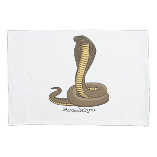 Brown cobra snake illustration pillowcase