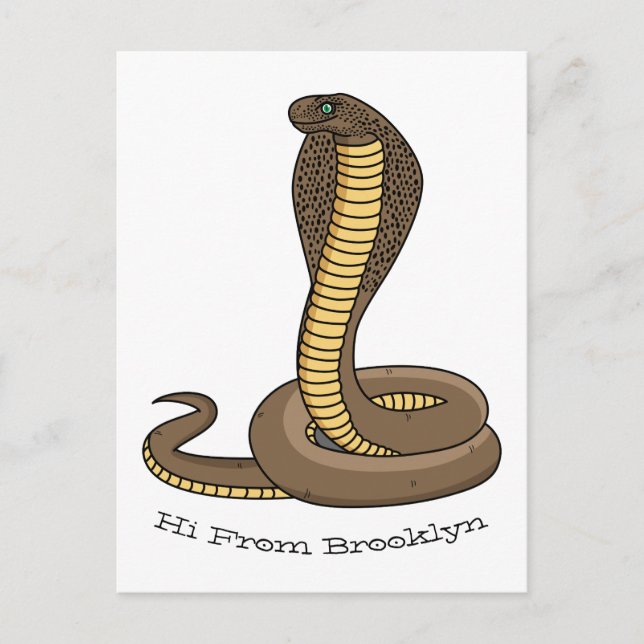 Brown cobra snake illustration postcard (Front)
