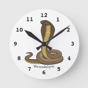 Brown cobra snake illustration  round clock