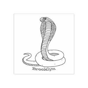 Brown cobra snake illustration  rubber stamp