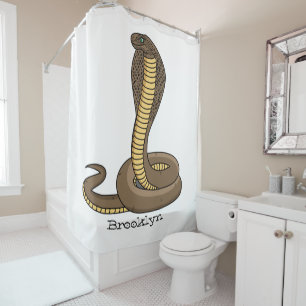 Brown cobra snake illustration shower curtain