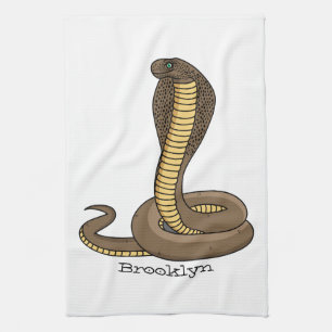 Brown cobra snake illustration  tea towel