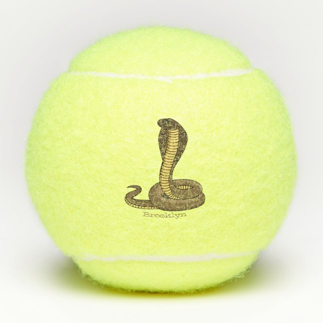 Brown cobra snake illustration tennis balls (Front)