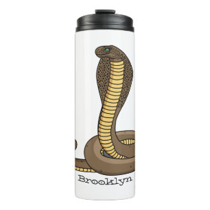 Brown cobra snake illustration thermal tumbler