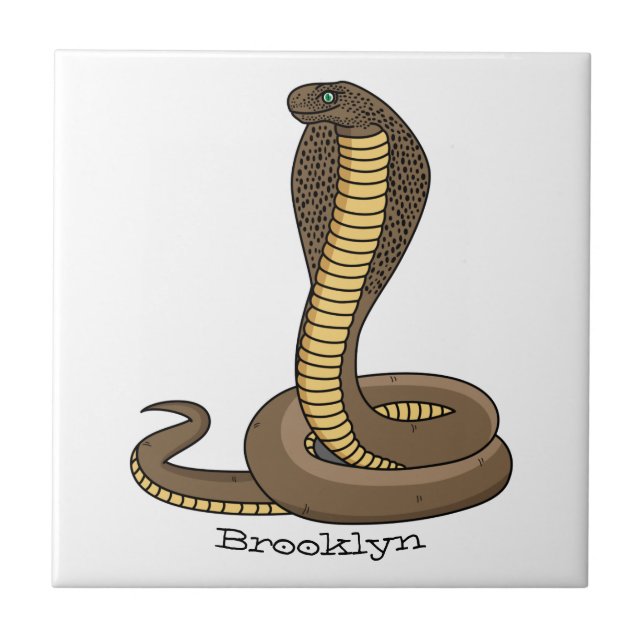 Brown cobra snake illustration tile (Front)