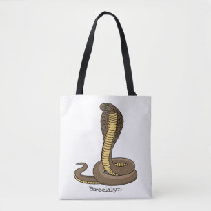 Brown cobra snake illustration tote bag