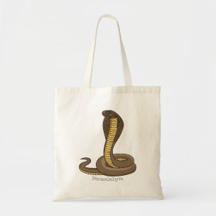 Brown cobra snake illustration tote bag