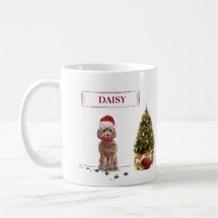 Brown Cockapoo Funny Christmas Dog and Tree Coffee Mug
