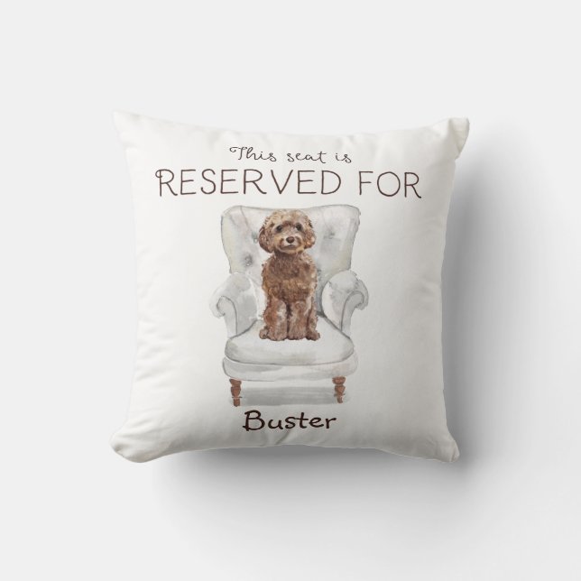Brown Cockapoo Reserved for the Dog's Name  Cushion (Front)