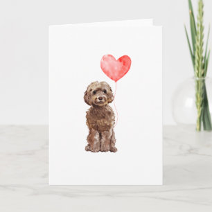 Brown Cockapoo Valentines Card, Dog Valentines Holiday Card
