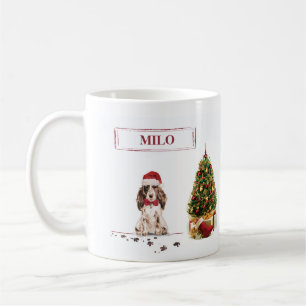 Brown Cocker Spaniel Funny Christmas Dog with Tree Coffee Mug