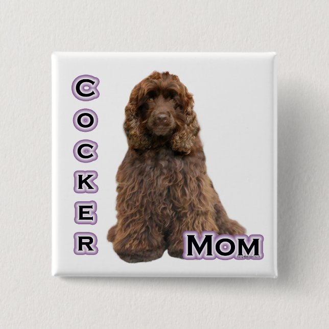 Brown Cocker Spaniel Mum 4 - Button (Front)