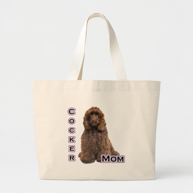 Brown Cocker Spaniel Mum; Cocker Spaniel Mother Large Tote Bag (Front)