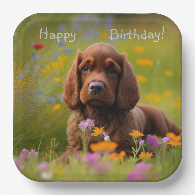 Brown Cocker Spaniel  Paper Plate (Front)