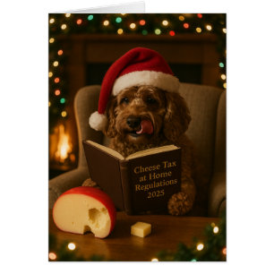 Brown Cockerpoo 'Cheese Tax' Christmas card