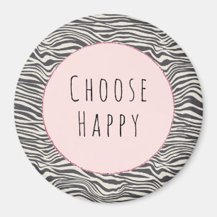 Brown Cocoa Zebra Print personalised happy quote Magnet