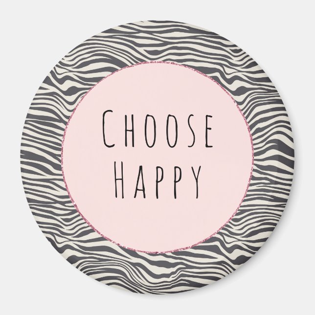 Brown Cocoa Zebra Print personalised happy quote Magnet (Front)