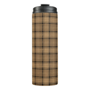 Brown, Coffee, Black Twills Plaid (Tartan) Pattern Thermal Tumbler