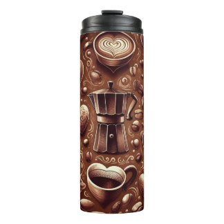 BROWN COFFEE CARAFFE & CUPS WITH BEANS