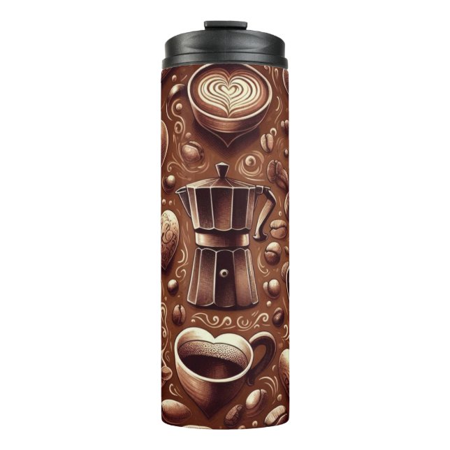 BROWN COFFEE CARAFFE & CUPS WITH BEANS (Front)