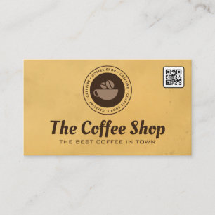 Brown Coffee Cup and Beans Logo Business Card