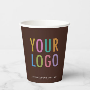 Brown Coffee Paper Cups Company Logo Branded 8oz