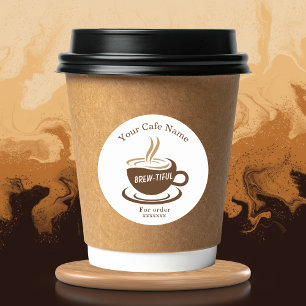 Brown Coffee Shop Personalised Branding Classic Round Sticker
