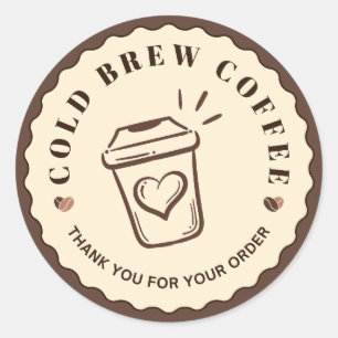 Brown Coffee Sticker Roll Minimal Cafe Logo