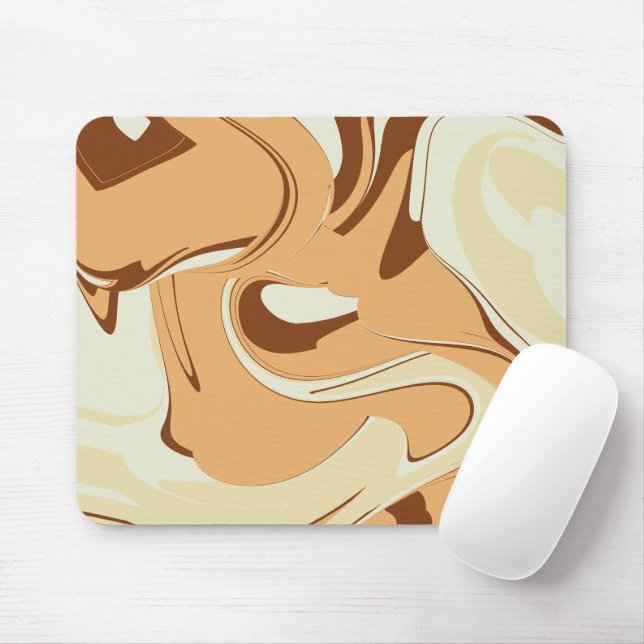 Brown Coffee Swirl Mouse Mat (With Mouse)